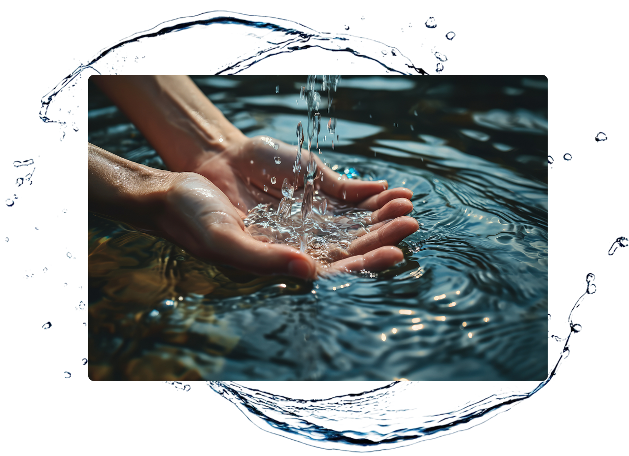 Clean water in hands